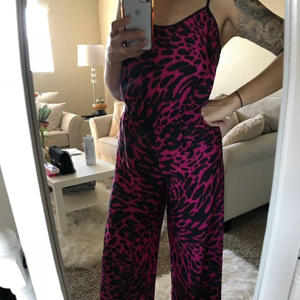 MICHAEL KORS PINK ANIMAL PRINT JUMPSUIT